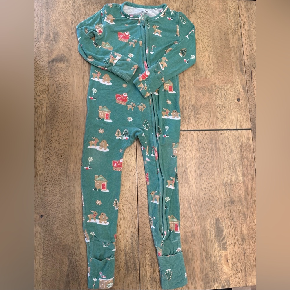 Angel Dear Christmas Holiday Bamboo Zippered Footie Pajamas size 12-18 months